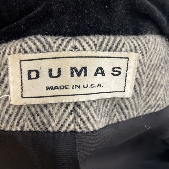 Vintage Style Dumas Women's Coat Gray Velvet Collar Double Breasted Business - Picture 6 of 6